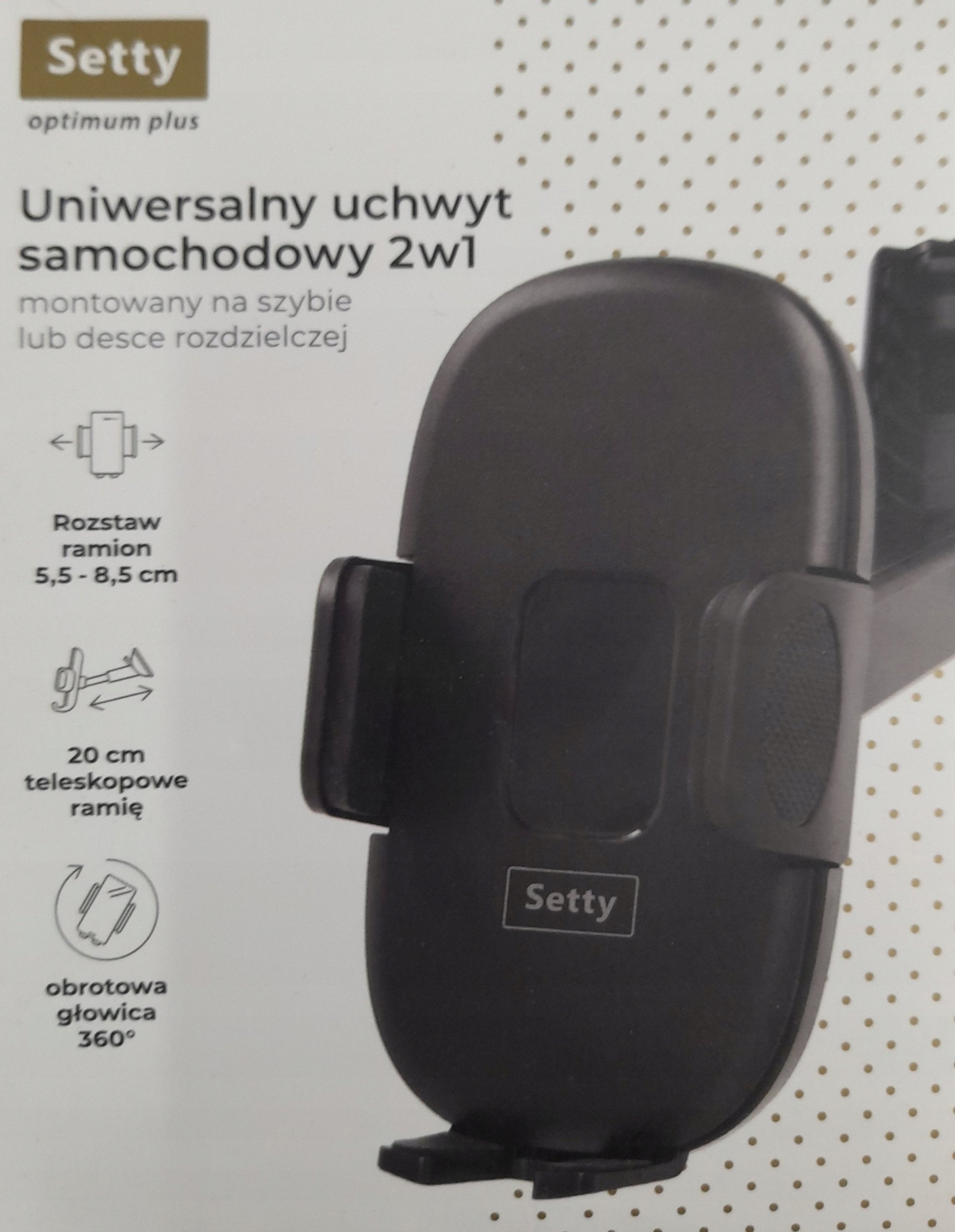Uchwyt samochodowy 2w1 Setty Optimum Plus PCH-02 czarny