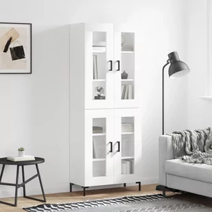 vidaXL Witrynka, biała, 69,5x34x180 cm, materiał drewnopochodny - Szafki nocne - miniaturka - grafika 1