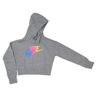 Bluzy dla dziewczynek - Nike Bluza dziecięca Ff Crop uniseks szary Carbon Heather/White XL - miniaturka - grafika 1