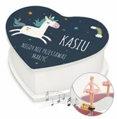 Pozytywki dla dzieci - Szkatułka na biżuterię w kształcie serca z pozytywką i nadrukiem dla dziewczynki na imieniny - miniaturka - grafika 1