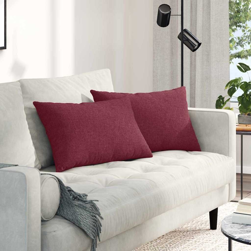 vidaXL vidaXL Poduszki na sofę 2 pcs Czerwone wino 60 x 40 cm tkanina