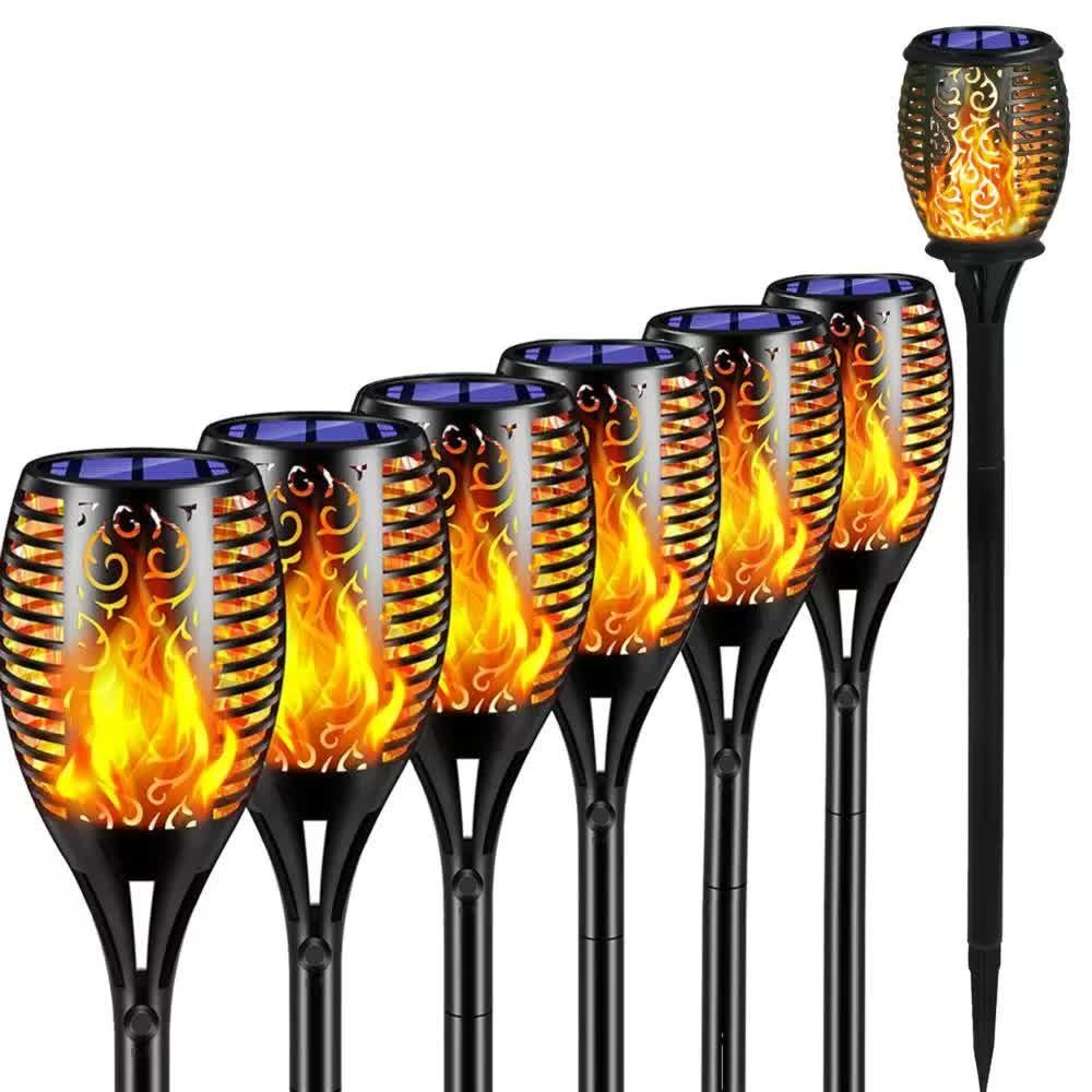 Lampa Solarna Pochodnia Zestaw 6Szt Z Płomieniem Led