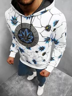 Bluzy męskie - BLUZA Z KAPTUREM MĘSKA BIAŁA OZONEE O/HM727Z - Ozonee - miniaturka - grafika 1