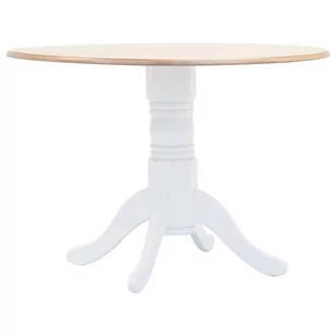 vidaXL Stół biało-brązowy, 106 cm, lite drewno kauczukowca - Stoły - miniaturka - grafika 1