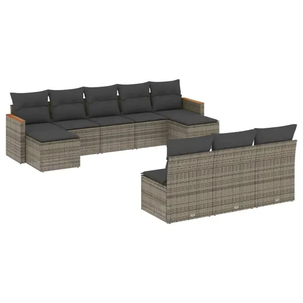 Zestaw wypoczynkowy rattan PE szary 55x62x69 cm