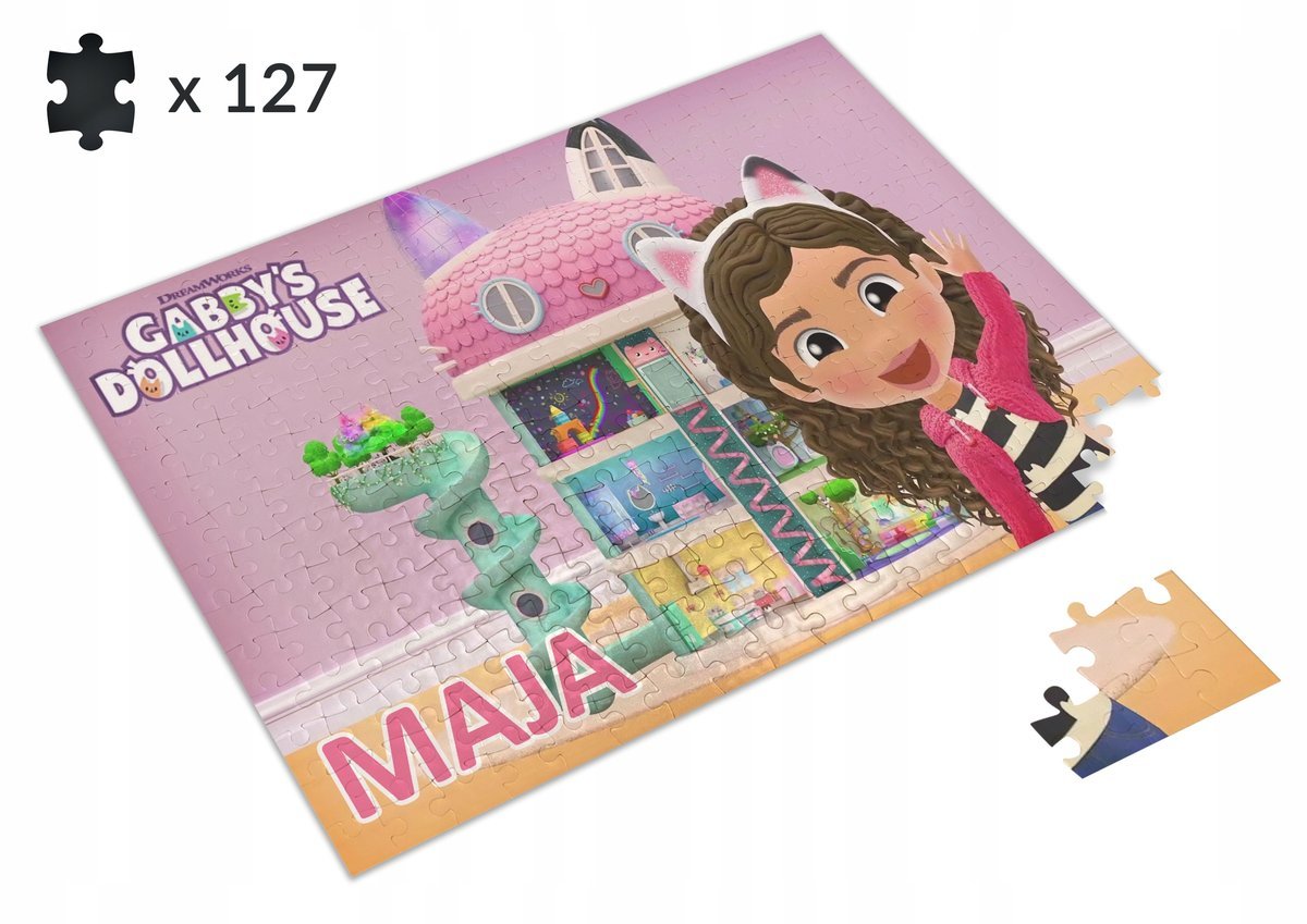 Puzzle KOCI DOMEK GABI DLA FANA + IMIĘ DZIECKA