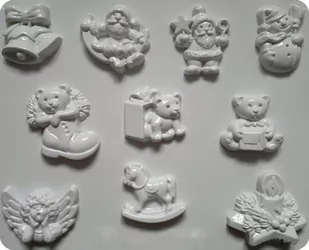Forma do odlewów gipsu, motywy bożonarodzeniowe, 9 elementów - Akcesoria rzeźbiarskie - miniaturka - grafika 1