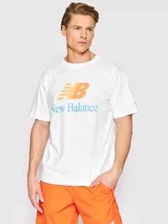 Koszulki męskie - New Balance T-Shirt MT21529 Biały Relaxed Fit - grafika 1