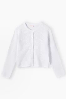Swetry dla dziewczynek - Biały ażurowy sweter dla dziewczynki - grafika 1