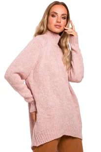 Pudrowy Luźny Sweter z Półgolfem - Swetry damskie - miniaturka - grafika 1