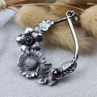 Wisiorki - Kwitnąca łąka - srebrny wisior z rubinem i granatem - miniaturka - grafika 1