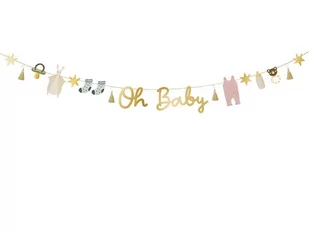 Baner papierowy girlanda Oh Baby, 250 cm - Baby shower i roczek - miniaturka - grafika 1
