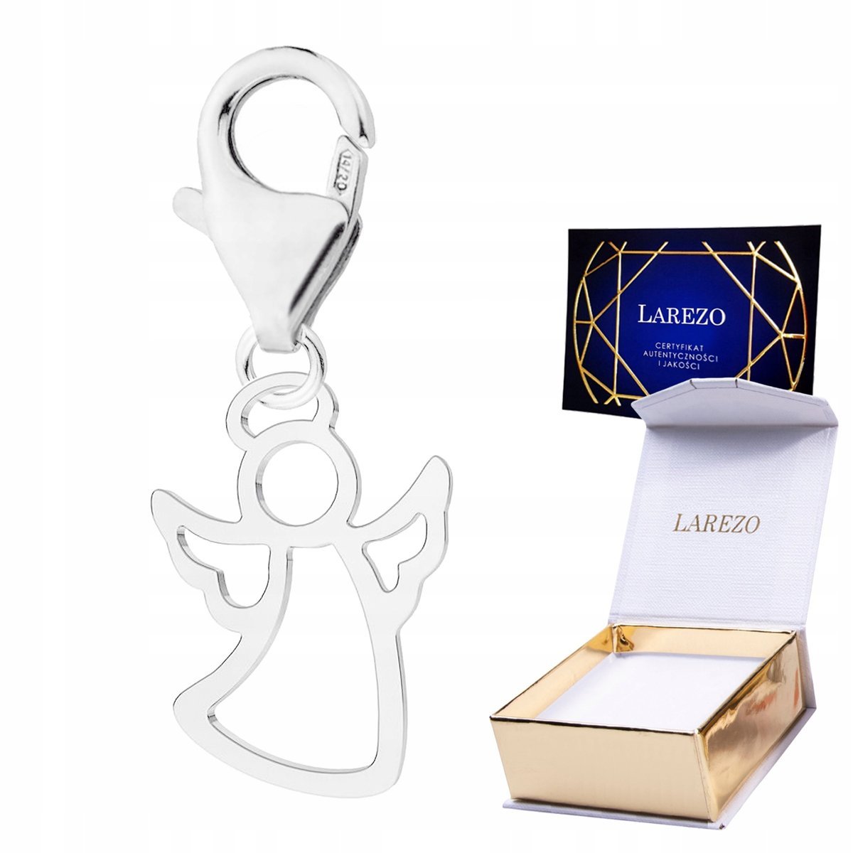 ZAWIESZKA SREBRNA Wisząca z Aniołem Anioł Aniołek Stróż Niebo SREBRO 925