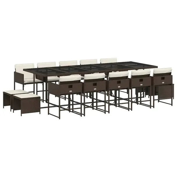 Zestaw Mebli Ogrodowych Rattan PE, Stół 275x106x73 cm, Krzesła 50,5x50x7