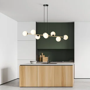 Euluna Lampa wisząca Glassy, 8-punktowa, czarny/złoty/opal - Lampy sufitowe - miniaturka - grafika 2