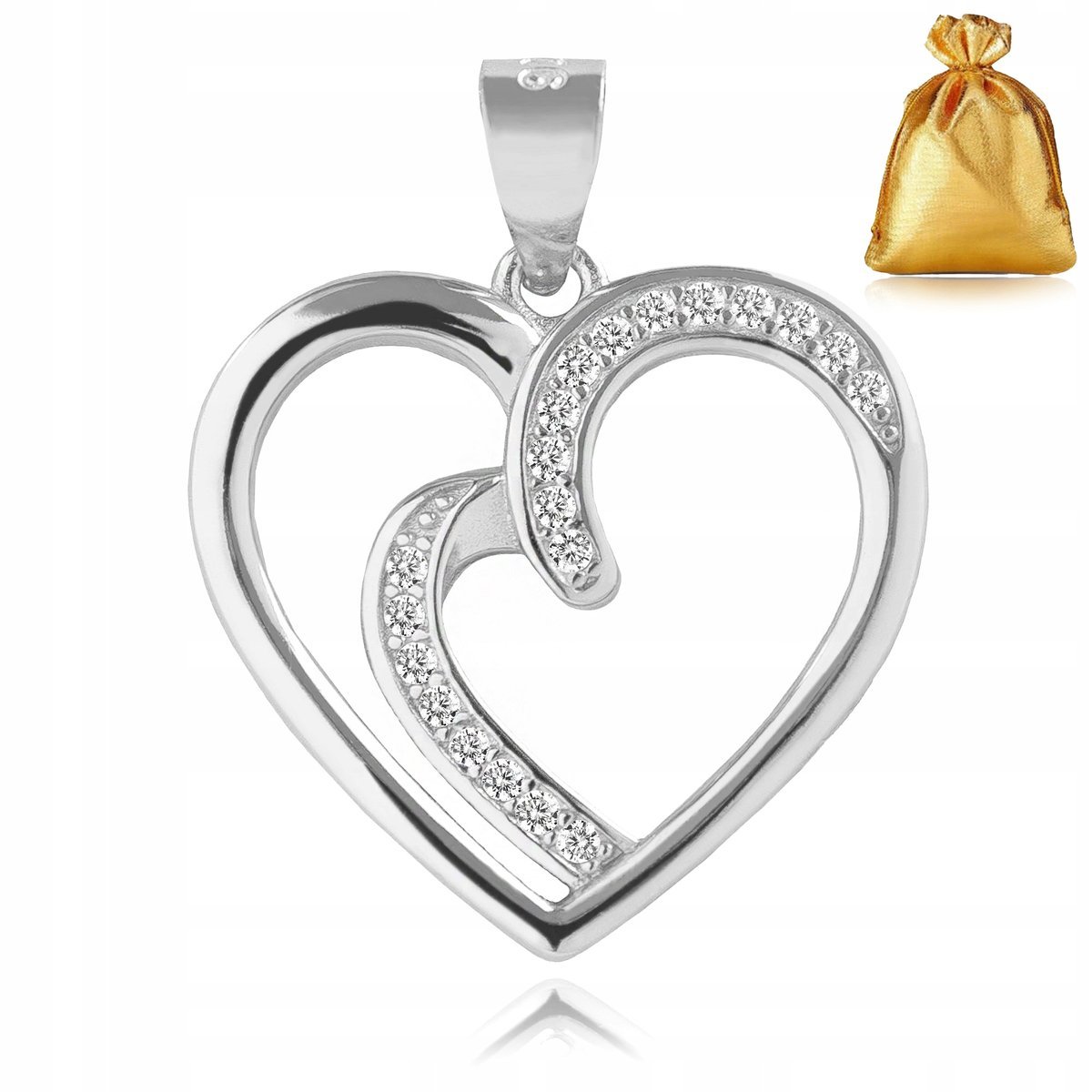 ZAWIESZKA NA ŁAŃCUSZEK SREBRO 925 WISIOREK SERCE CYRKONIE NA ROCZNICĘ ŚLUBU