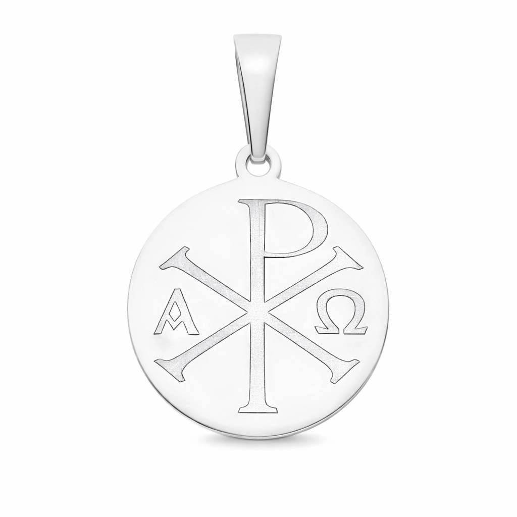 Srebrny Chryzmon (Chi-Rho, Chrystogram) Ag 925 rodowany KC014RS