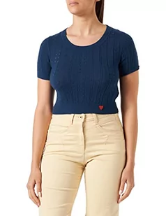Love Moschino Women's Cropped top T-Shirt, niebieski, 44, niebieski, 44 - Koszulki i topy damskie - miniaturka - grafika 1