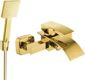 Zestawy baterii łazienkowych - Mexen Aries R45 bateria wannowa z zestawem prysznicowym, złota - 74483R45-50 - miniaturka - grafika 1