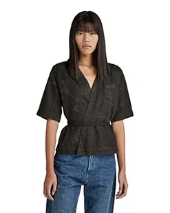 G-STAR RAW Women's ETD wrap top ss Shirt, Multicolor (cloack gd Woodland camo D221-D471), XL - Koszulki i topy damskie - miniaturka - grafika 1