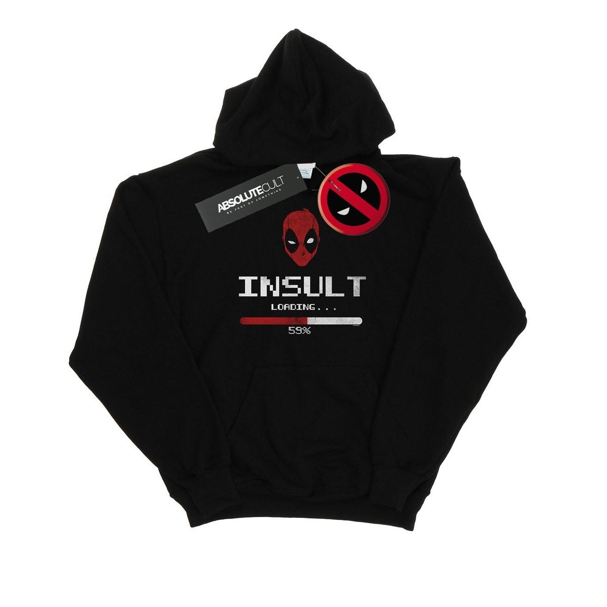 Marvel Damska Bluza Z Kapturem Deadpool Insult Loading Hoodie (S (52-55 Cm) / Czarny)