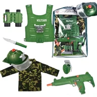 Zabawki interaktywne dla dzieci - Duży Xxl Zestaw Wojskowy Kamizelka Kask Karabin Pistolet Lornetka Granat - miniaturka - grafika 1