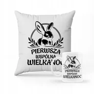 Gadżety dla niej i dla niego - ZESTAW PODUSZKA + KUBEK PREZENT NA WIELKANOC ZAJĄCZEK WIELKANOCNY #15 - miniaturka - grafika 1