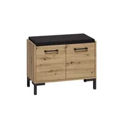 Meble do przedpokoju - Szafka na buty z siedziskiem NEVIO 04 dąb artisan/czarny - miniaturka - grafika 1