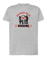 Koszulki i topy damskie - Koszulka Personalizowana Kocham Rodzinę Szara XL - miniaturka - grafika 1