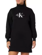 Sukienki - Calvin Klein Jeans Damska sukienka Monologo Roll Neck, Ck czarny, XS - miniaturka - grafika 1