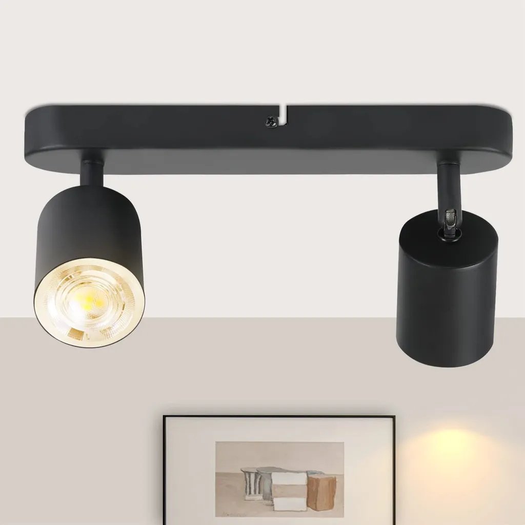 ZMH LED lampa sufitowa czarna 2 płomienna lampa sufitowa reflektor sufitowy nowoczesny GU10 metalowy reflektor sufitowy obrotowy 330° do salonu sypialni przedpokoju