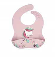 Śliniaki i fartuszki - SASSI Śliniak silikonowy z kieszonką jednorożec SASSI - miniaturka - grafika 1