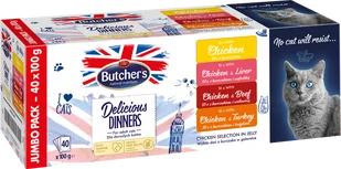 Butcher's Delicious Dinners Jumbo Pack, karma dla kota, Mix smaków w galaretce, 40x100g - Mokra karma dla kotów - miniaturka - grafika 1