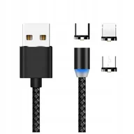 Kable USB - KABEL PC 3w1 USB C Typ C Micro Lightning uniwersalny magnetyczny LED Przewód do ładowania Telefonu do iphone typu C USBC Mikro - miniaturka - grafika 1