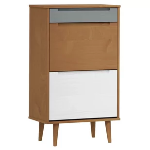Szafka na buty, brązowa, 59,5x35x103 cm, lite drewno sosnowe - Szafki na buty - miniaturka - grafika 3