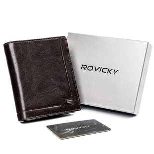 Duży, klasyczny portfel męski z naturalnej skóry z technologią RFID - Rovicky - Portfele - miniaturka - grafika 1