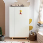 Komody dla dzieci - Biała szafa z regałem z boku Basic - miniaturka - grafika 1