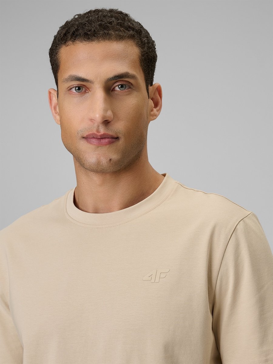 T-shirt regular gładki męski 4F 4FRSS26TTSHM4261-83S Brązowy L