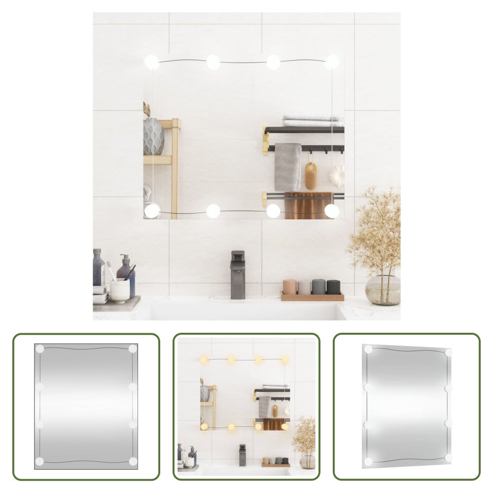 The Living Store Lustro ścienne z oświetleniem LED 50x60 cm szklane prostokątne