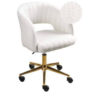 Fotel biurowy, krzesło biurowe Beliani Krzesło obrotowe KATONAH Boucle Złamana biel - Fotele i krzesła biurowe - miniaturka - grafika 1