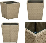 Ławy i stoliki kawowe - vidaXL Stolik boczny beżowy 41,5x41,5x44 cm polirattan i szkło hartowane - Stolik boczny - Stoliki boczne - Stolik kawowy - Stoliki kawowe - miniaturka - grafika 1