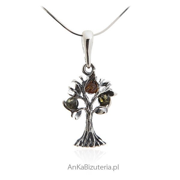 ankabizuteria.pl Zawieszka srebrna z bursztynem - Drzewko szczęścia