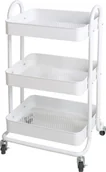 Wózki kuchenne - [Pyhäntä wózek do serwowania 3-poziomowy wózek kuchenny Metalowy wózek boczny z 2 hamulcami Wózek uniwersalny Wózek do przechowywania do kuchni łazienki biura Biały - miniaturka - grafika 1