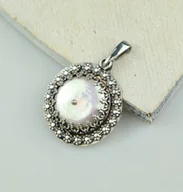 Wisiorki - Perła retro - srebrny wisiorek - miniaturka - grafika 1