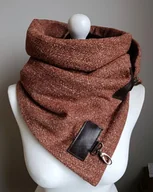 Apaszki i szaliki damskie - Szal wełniany ze skórą, Komin Unisex Brązowy - miniaturka - grafika 1