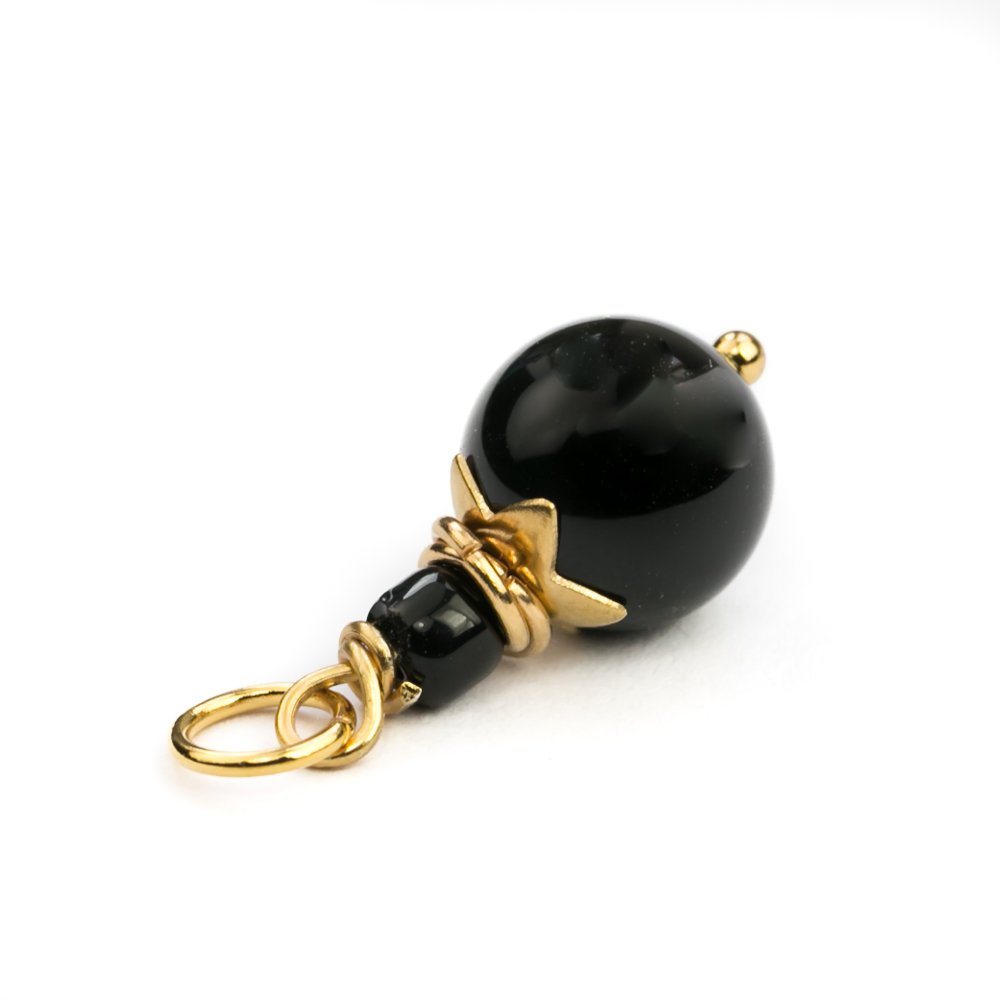 Zawieszka kamień onyks, stal chirurgiczna pozłacana / JG. Projekt