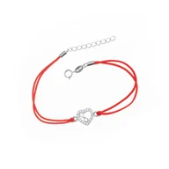 Bransoletki - Srebrna bransoletka 925 sznurkowa serce nieskończoność - miniaturka - grafika 1