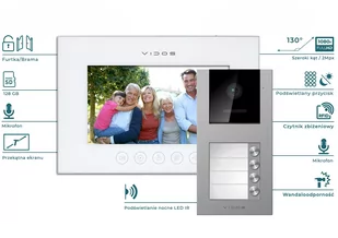 Wideodomofon Wielorodzinny Vidos X 4 Monitory M11W + S11-4 FullHD Podczerwień RFID MicroSD - Wideodomofony - miniaturka - grafika 4