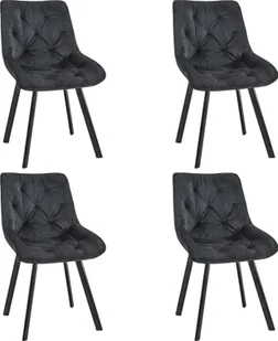 Fabryka Mebli Akord 4x Welurowe krzesło tapicerowane glamour pikowane SJ.33 Czarne - Krzesła - miniaturka - grafika 1