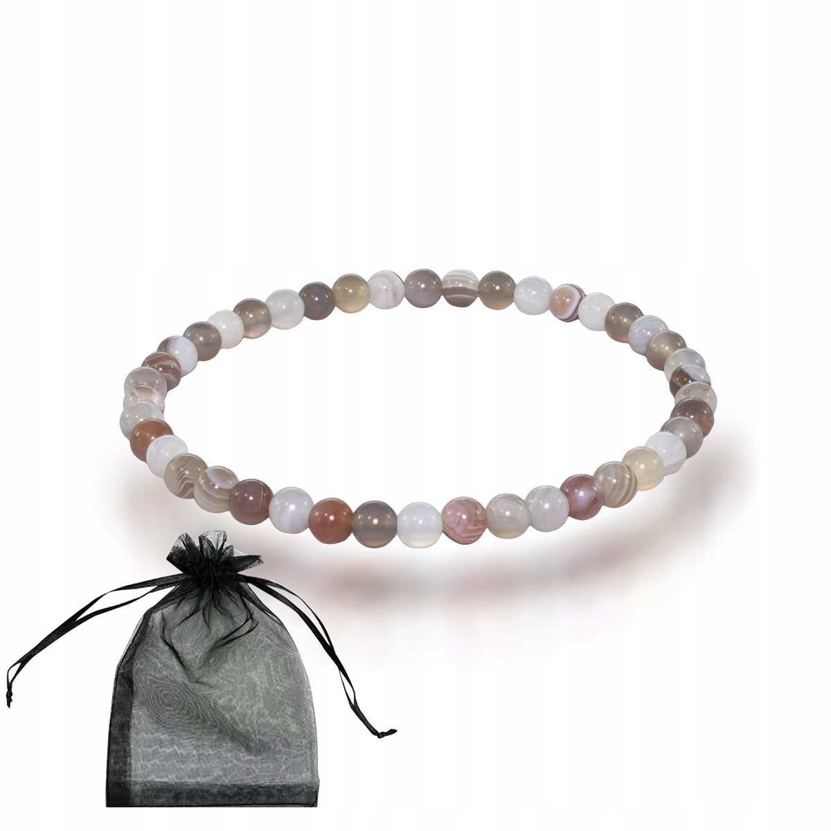 Bransoletka Naturalny Kamień Agat Botswana gładkie kulki 4,5mm gumka 19cm, bez marki, AG00000117